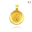 14K Yellow Gold Round Guardian Angel Medal