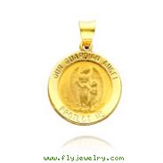 14K Yellow Gold Round Guardian Angel Medal