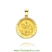14K Yellow Gold Round Saint Christopher Medal