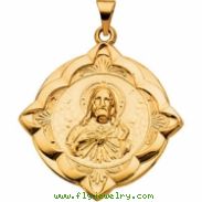 14K Yellow Gold Sacred Heart Medal