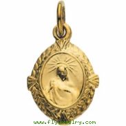 14K Yellow Gold Sacred Heart Of Jesus Medal