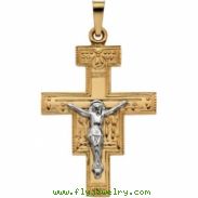 14K Yellow Gold San Damiano Cross Pendant