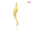 14K Yellow Gold Satin & Diamond-Cut Large Italian Horn Charm
