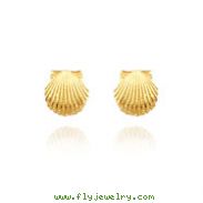 14K Yellow Gold Scallop Shell Post Earrings