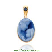 14K Yellow Gold September Mother Agate Cameo Pendant