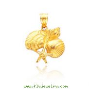 14K Yellow Gold Shell Cluster Pendant