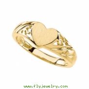 14K Yellow Gold Signet Heart Ring