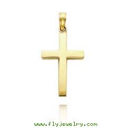 14K Yellow Gold Simple Polished Flat Cross Pendant