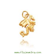 14K Yellow Gold Small 3D Dragon Charm