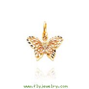 14K Yellow Gold Small Diamond-Cut Butterfly Charm