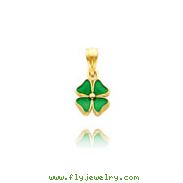 14K Yellow Gold Small Enameled 4-Leaf Clover Charm