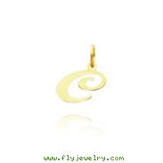 14K Yellow Gold Small Fancy Script Initial "C" Charm