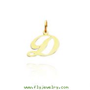 14K Yellow Gold Small Fancy Script Initial "D" Charm