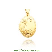 14K Yellow Gold Small Oval-Shaped Floral Locket