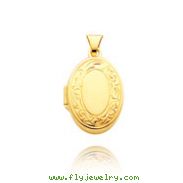 14K Yellow Gold Small Oval-Shaped Scroll Trim Locket