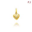 14K Yellow Gold Small Textured Puffed Heart Charm