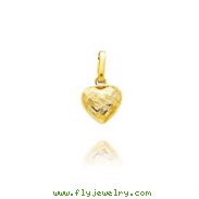 14K Yellow Gold Small Textured Puffed Heart Charm