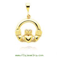 14K Yellow Gold Smooth, Polished Claddagh Pendant