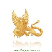 14K Yellow Gold Solid Dragon Slide