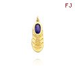 14K Yellow Gold Solid February/Amethyst Baby Sneaker Charm