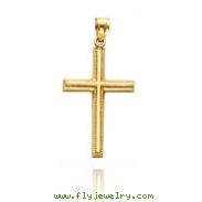 14K Yellow Gold Solid Polished Cross Pendant