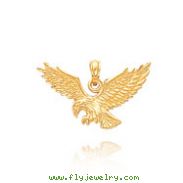 14K Yellow Gold Solid Polished Eagle Pendant