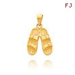 14K Yellow Gold Solid Sandals Pendant