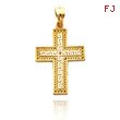 14K Yellow Gold Square Greek Filigree Cross Pendant