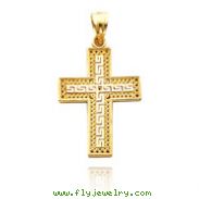 14K Yellow Gold Square Greek Filigree Cross Pendant