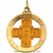 14K Yellow Gold St. Christopher 4-way Air Land Sea Medal