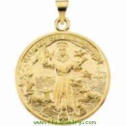 14K Yellow Gold St. Francis Medal