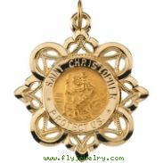 14K Yellow Gold St.christopher Medal