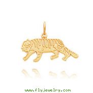 14K Yellow Gold Textured Tiger Charm