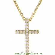 14K Yellow Gold Tiny Diamond Cross