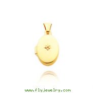 14K Yellow Gold Tiny Oval-Shaped Diamond Locket