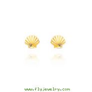 14K Yellow Gold Tiny Shell Post Earrings