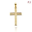 14K Yellow Gold Wavy Pattern Cross Pendant