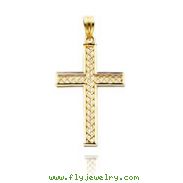 14K Yellow Gold Wavy Pattern Cross Pendant