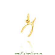 14K Yellow Gold Wishbone Charm
