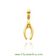 14K Yellow Gold Wishbone Pendant