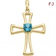 14K Yellow Gold X Genuine Swiss Blue Topaz Cross