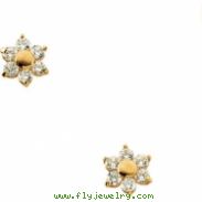 14K Yellow PAIR 05.00 MM;P;CHILDRENS CZ CLUSTER EARRING Youth Cz Cluster Earring