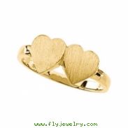 14K Yellow RING Double Heart Signet Mounting