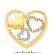 14K Yellow, Rose Gold And Rhodium Heart Pendant