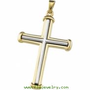 14K Yellow White Gold 34.75 X Two Tone Cross Pendant