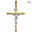 14K Yellow White Gold 35.5x24.75 Two Tone Crucifix Pendant
