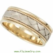 14K Yellow White Gold Bridal Duo Hand Woven Comfort Fit Band