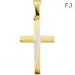 14K Yellow White Gold Cross Pendant