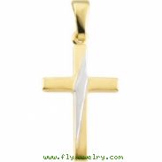 14K Yellow White Gold Cross Pendant