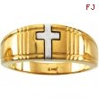 14K Yellow White Gold Gents Two Tone Cross Duo Band